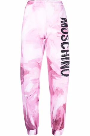 Moschino Abstract-print branded track trousers