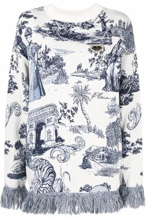 Philipp Plein Intarsia-knit fringed-edge jumper