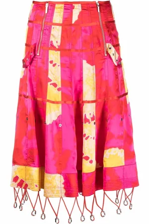 Dior 2003 abstract-print flared silk skirt