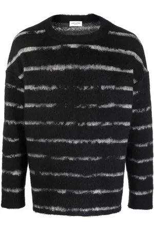 Saint Laurent Stripe pattern fuzzy sweater