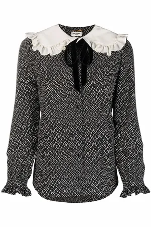 Saint Laurent Peter Pan-collar polka-dot blouse
