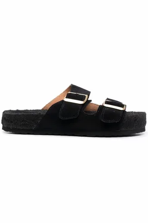 MANEBI Leather buckled slides