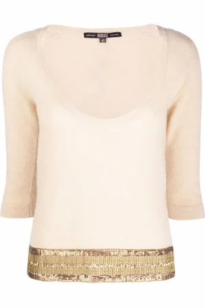 Gianfranco Ferré 1990s sequin-embellished plunging neck knitted top