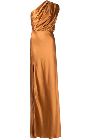 Michelle Mason Silk asymmetrical gathered gown