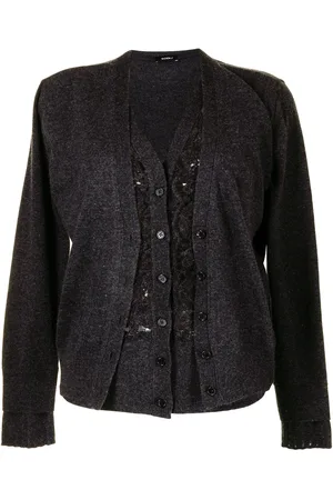 GOEN.J Lace panel layered cardigan