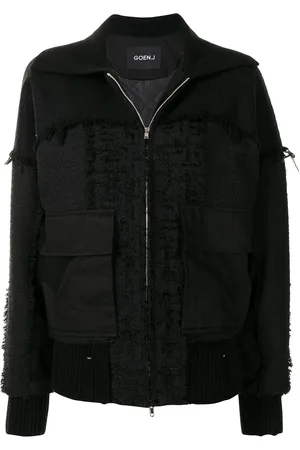 GOEN.J Frayed tweed patchwork bomber jacket