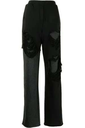 GOEN.J Distressed layered wide leg trousers