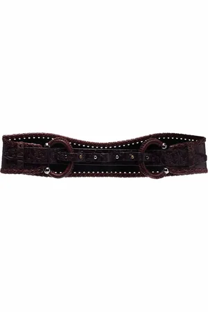 Gianfranco Ferré 1990s double-buckled curved leather belt