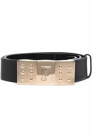 Gianfranco Ferré 1990s logo engraved buckled leather belt