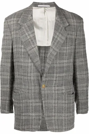 VERSACE 1980s notched lapels checked blazer
