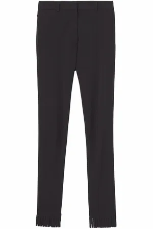 Burberry High-waisted fringed-edge leggings
