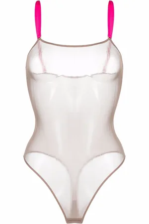 MAISON CLOSE Contrast-strap mesh bodysuit