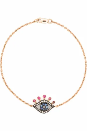 MONAN 18kt rose gold Evil Eye diamond, sapphire and ruby bracelet