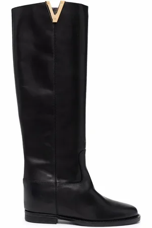 Via Roma Logo plaque knee-length boots