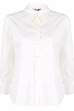 Saint Laurent 2000s crop-sleeved silk shirt