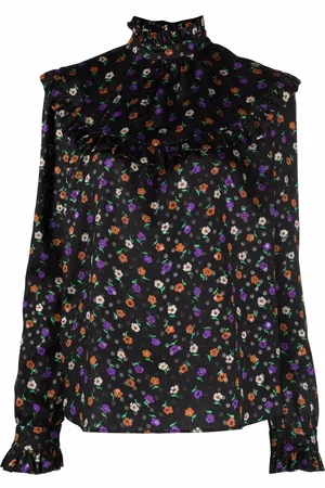 Saint Laurent Long-sleeve floral-print blouse