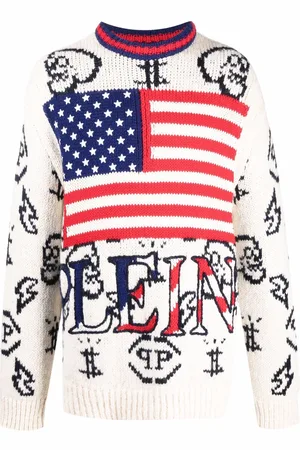 Philipp Plein USA Flag-print crew neck jumper