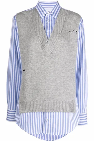 Maison Margiela Spliced knit-detail shirt