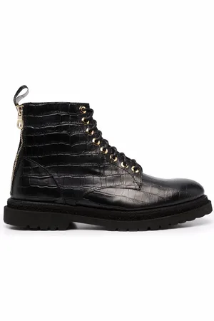 Giuliano Galiano Crocodile effect lace-up boots