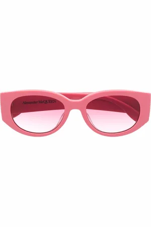 Alexander McQueen Graffiti logo-print oval-frame sunglasses