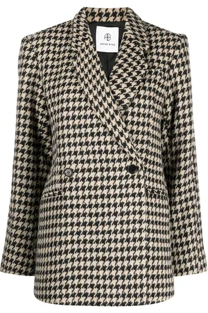ANINE BING Kaia houndstooth double-breasted blazer