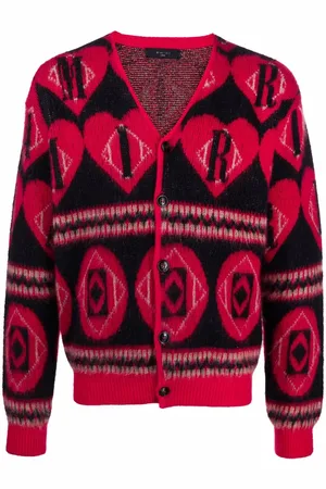 AMIRI Logo heart intarsia-knit cardigan