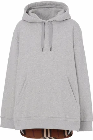 Burberry Check-panel cotton hoodie