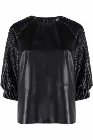 Karl Lagerfeld Vegan leather pleated-sleeve top