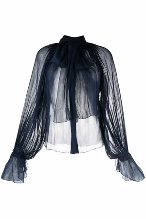 Atu Body Couture Sheer pussy-bow silk blouse