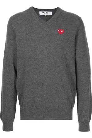 Comme des Garçons V-neck knitted heart jumper