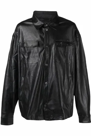 Daily paper Long-sleeved faux-leather shirt