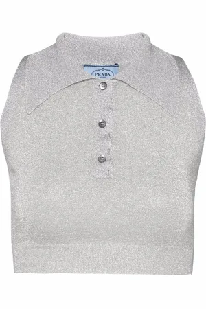 Prada Metallic-threading crop top