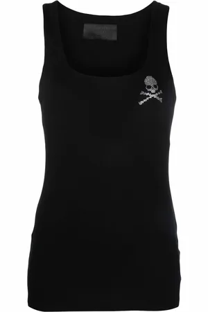 Philipp Plein Rhinestone-embellished skull top
