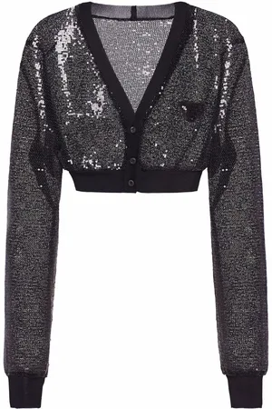 Prada Cropped sequin-embroidered cardigan