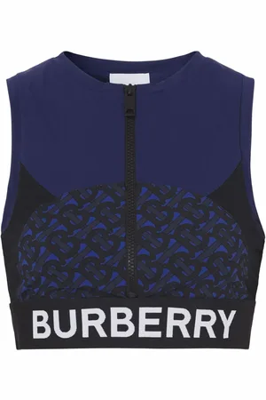 Burberry TB monogram-print zip-up cropped top