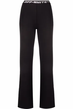 OFF-WHITE Logo-tape ribbed-knit trousers