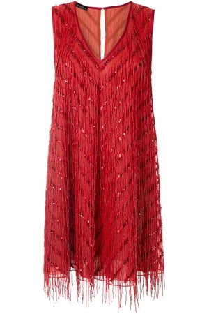 Emporio Armani Fringed shift silk dress