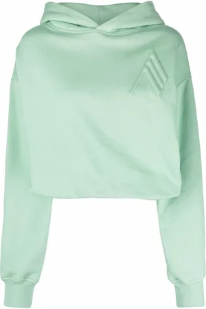 The Attico Cropped embroidered-motif hoodie