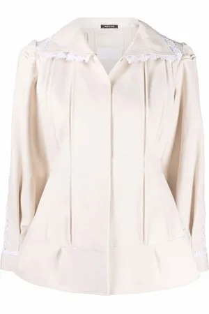 Maison Margiela Lace-trim pleat-detail fitted jacket