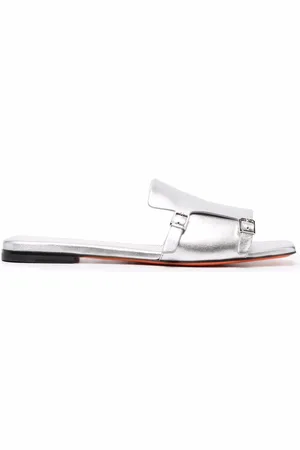 santoni Metallic slip on leather sandals