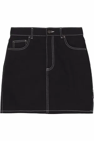 Burberry Contrast-stitch raw-denim skirt