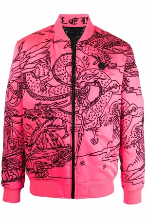 Philipp Plein Tattoo-motif embroidered bomber jacket