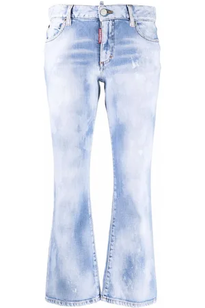 Dsquared2 Bleach-effect cropped kick-flare jeans