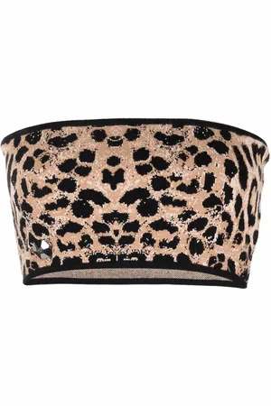 Philipp Plein Knitted leopard-print bandeau top
