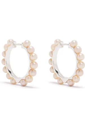 Dower and Hall Large timeless pearl huggie hoops