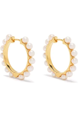 Dower and Hall Large pearl huggie hoops