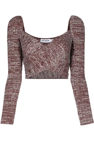Self-Portrait Crossover knitted top