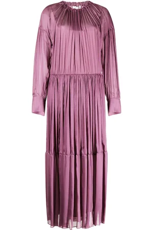 Vince Shirred-neck long-sleeved dress