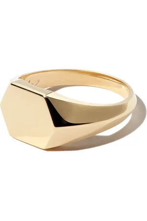 Lizzie Mandler 18kt yellow Hex Knife Edge signet ring