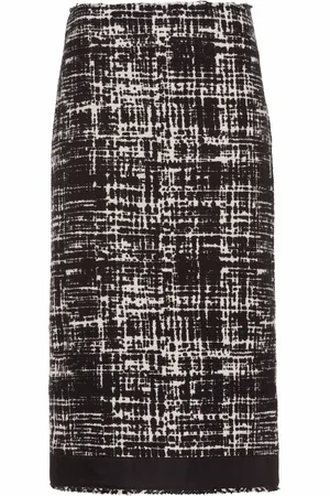 Prada High-rise tweed midi skirt